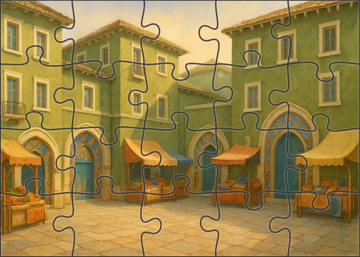 Olive Market Square 300 Piece Puzzle