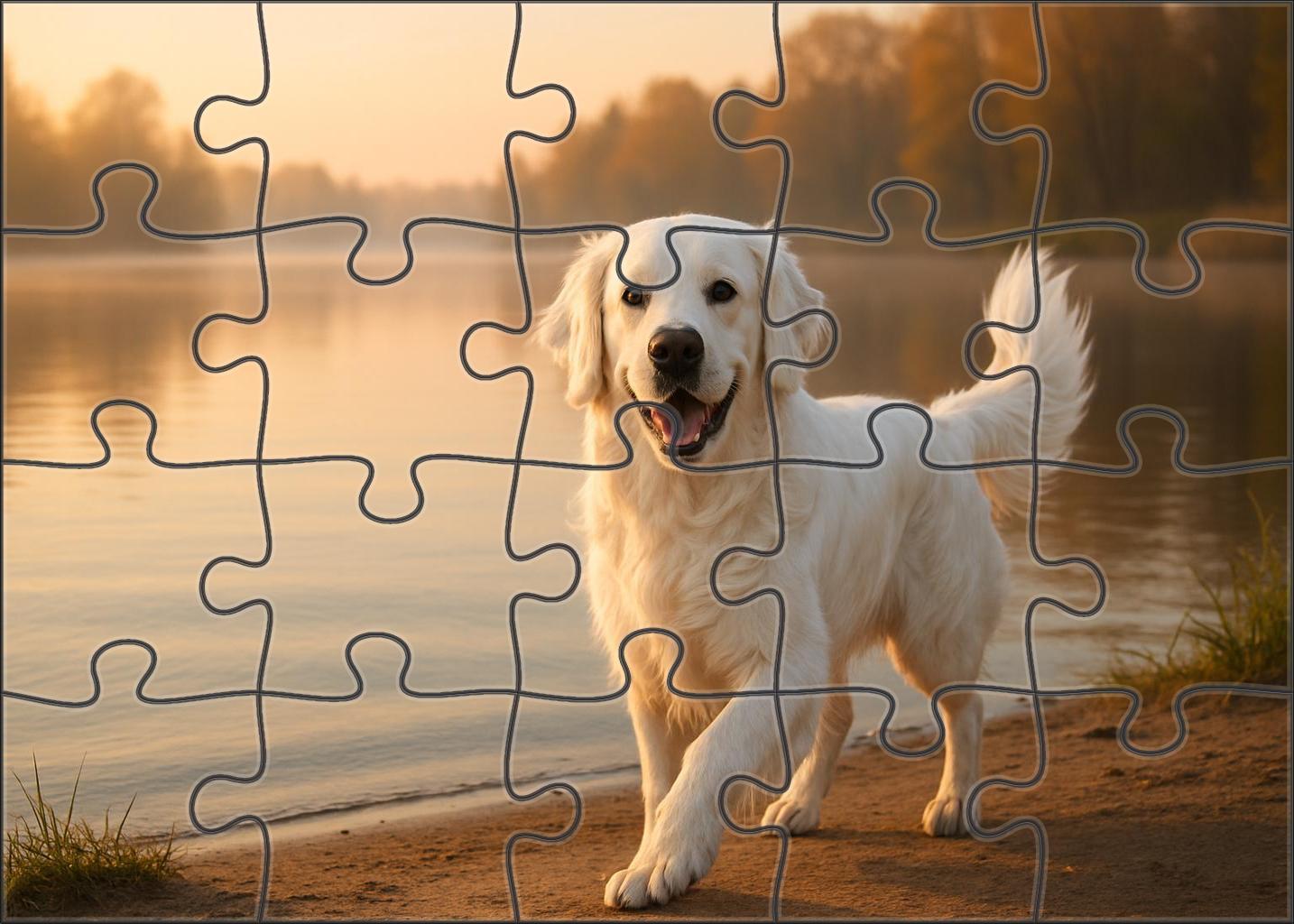 Pearl Glow Pristine White Retriever With Flowing Feathered Coat 200 Piece Puzzle