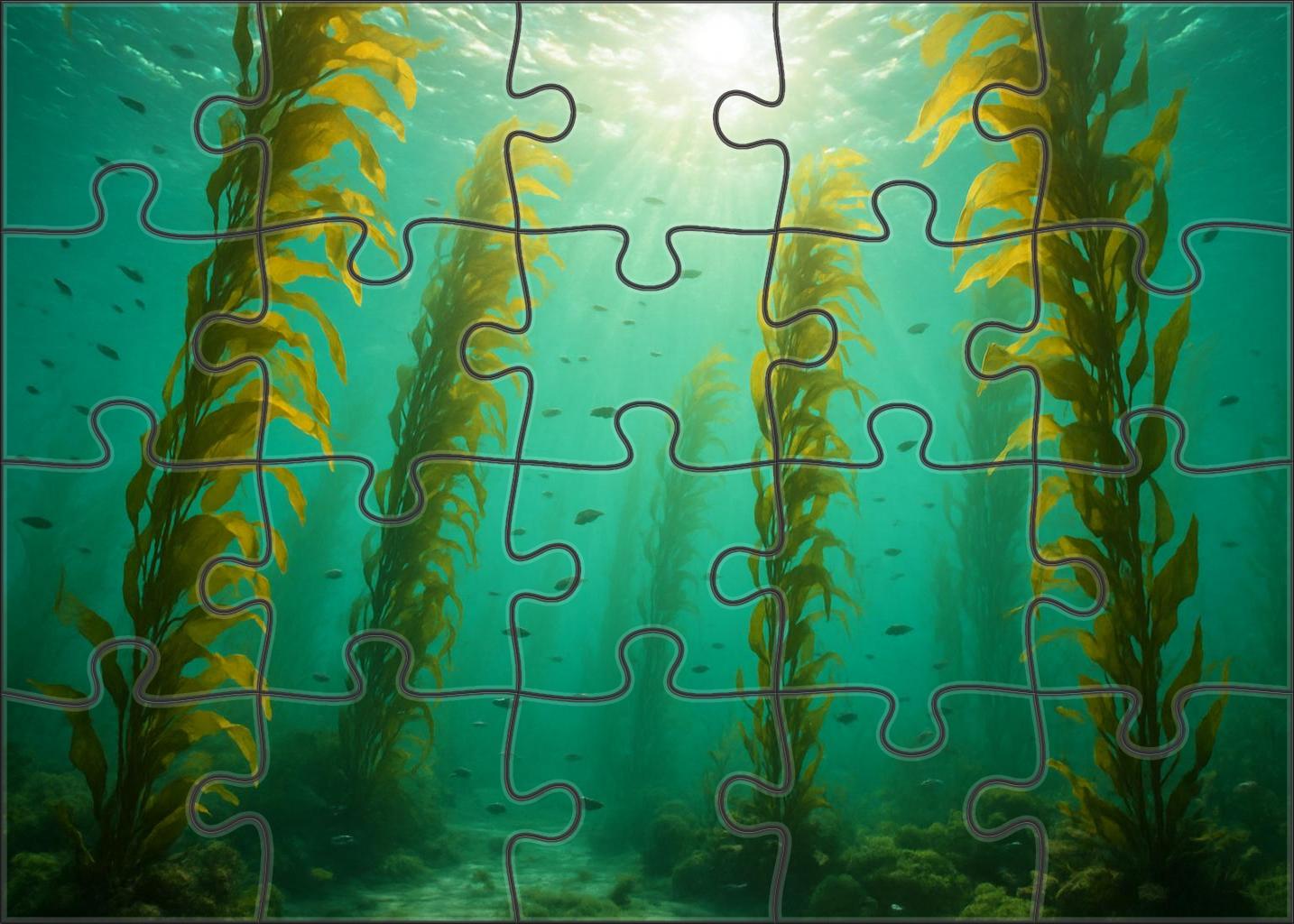 Towering Kelp Canopy Forest Of Swaying Golden Fronds In Shallow Currents Challenging Puzzles