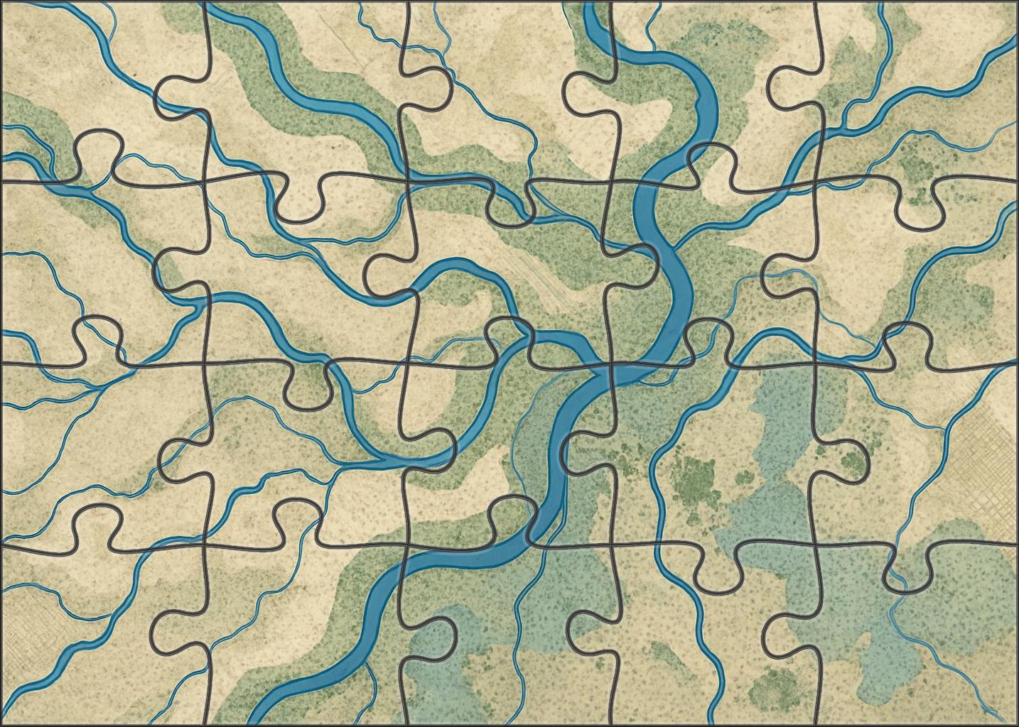 Dynamic River Network Flow Map Challenging Puzzles