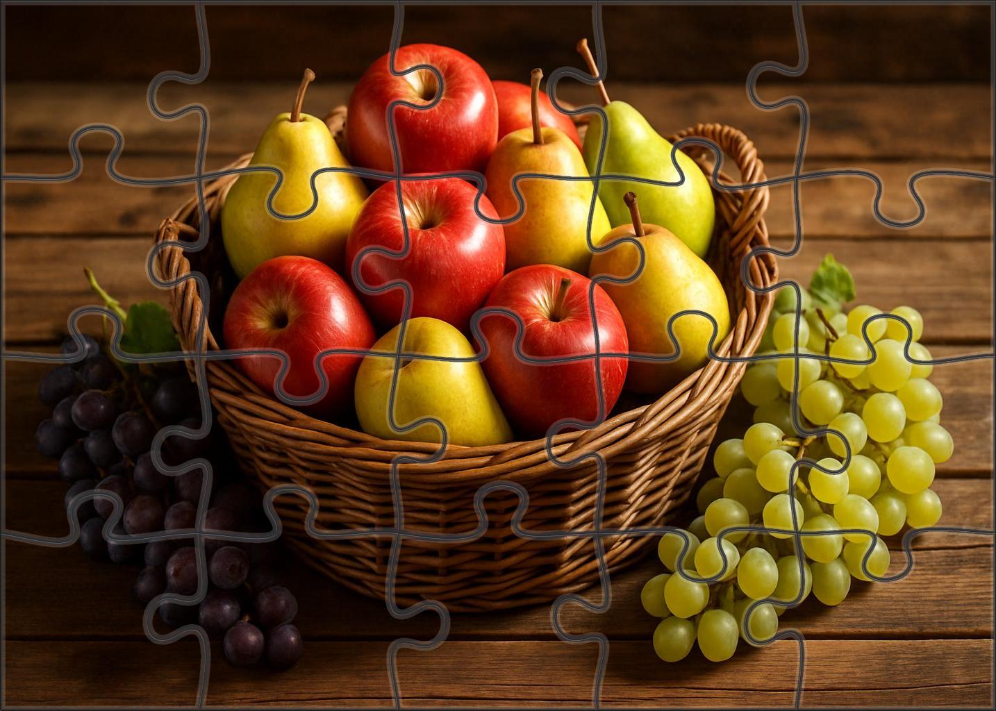 Harvest Basket Harmony Mixed Apples Pears And Late-season Grapes Mini Puzzle