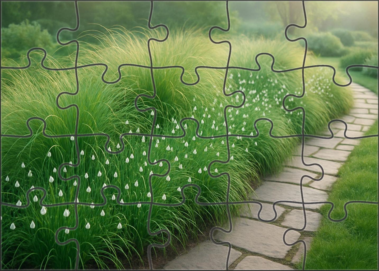 Whispering Willow Border Tall Grasses And Delicate White Blooms Creating A Tranquil Garden Edge Puzzle For Kids