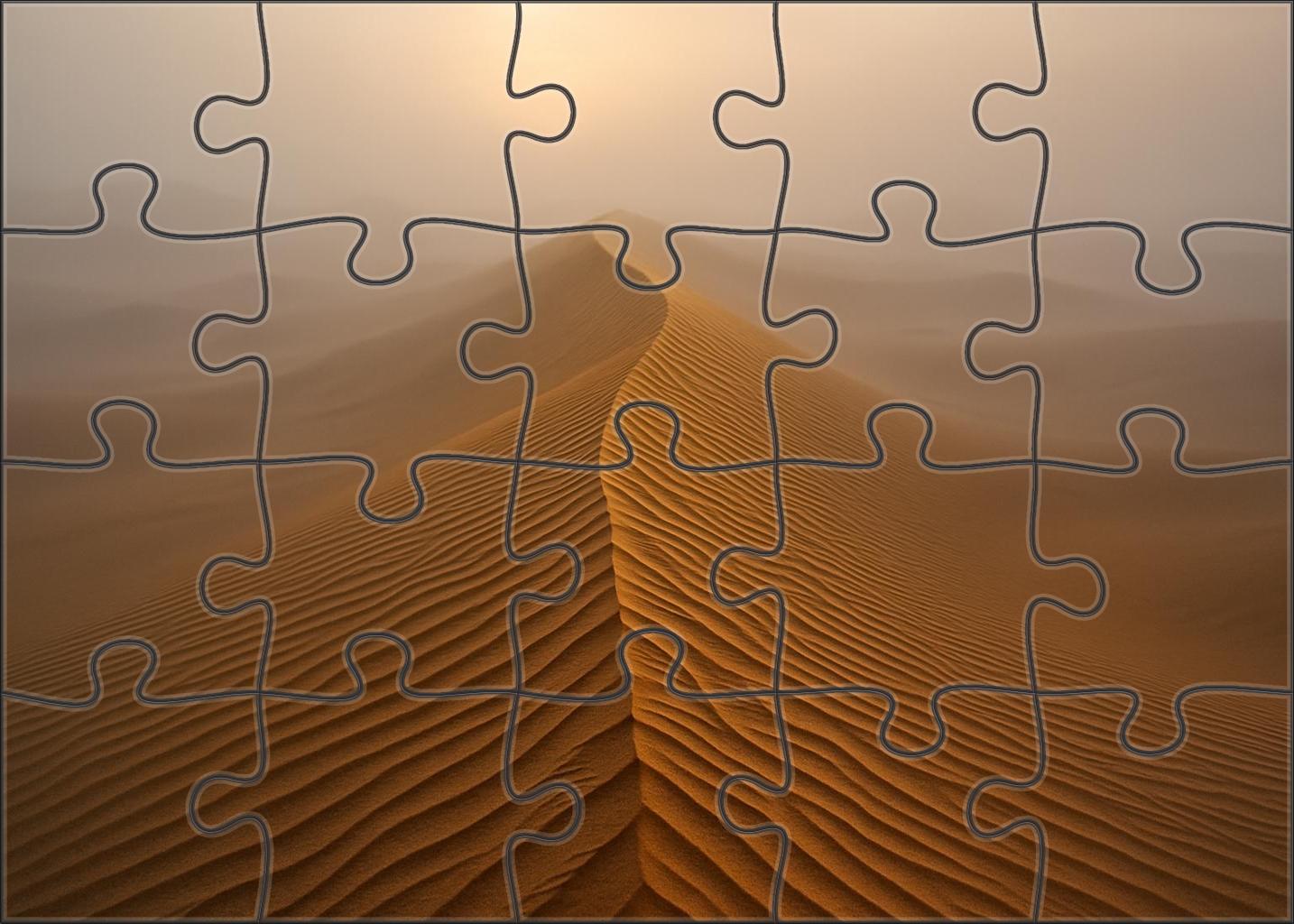 Sunlit Ribbon Ridge Narrow Dune Spine Under Morning Haze Premium Puzzle Pieces