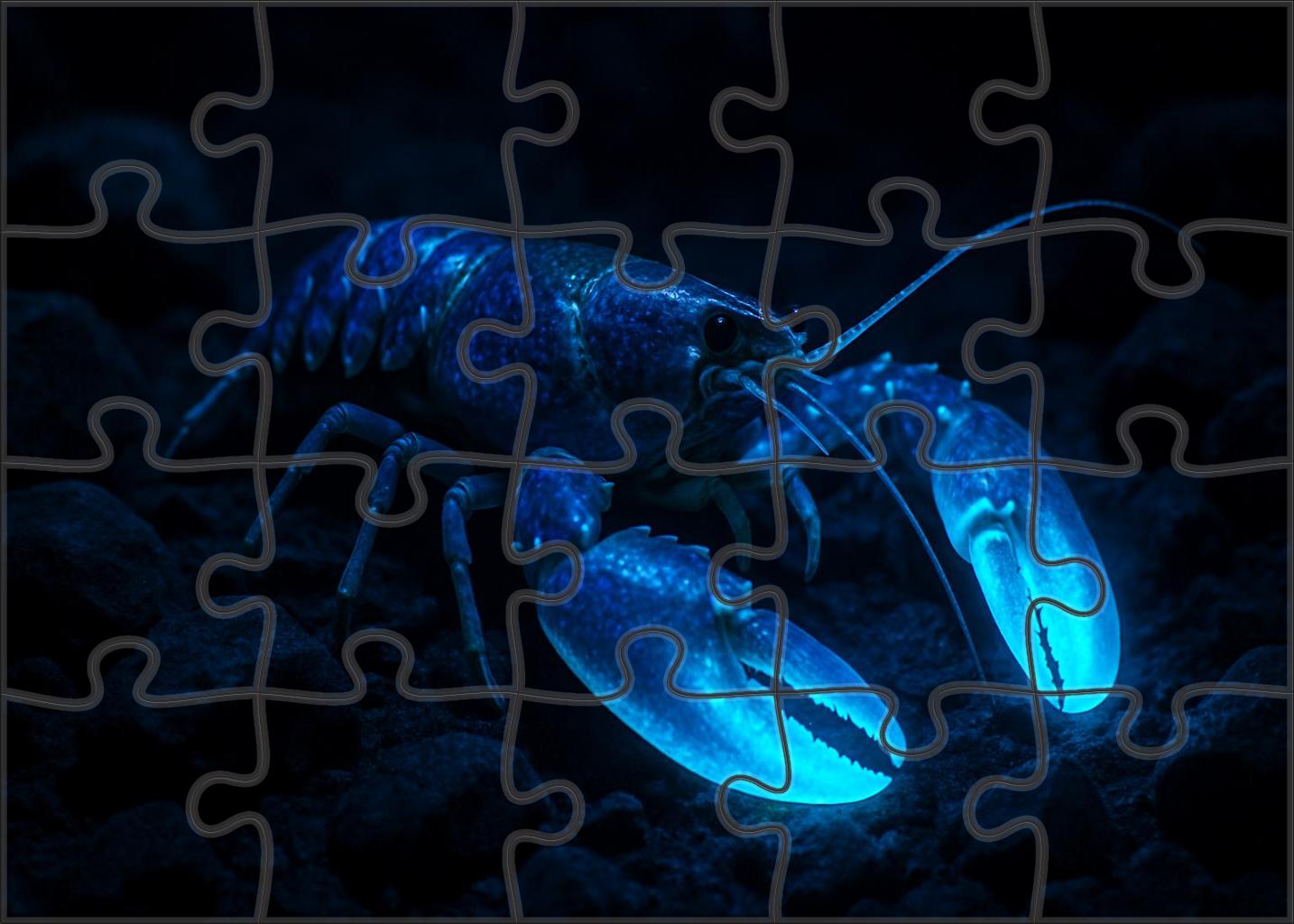 Sapphire Abyssal Crawler Deep-sea Crustacean With Luminescent Claws Premium Puzzle Pieces