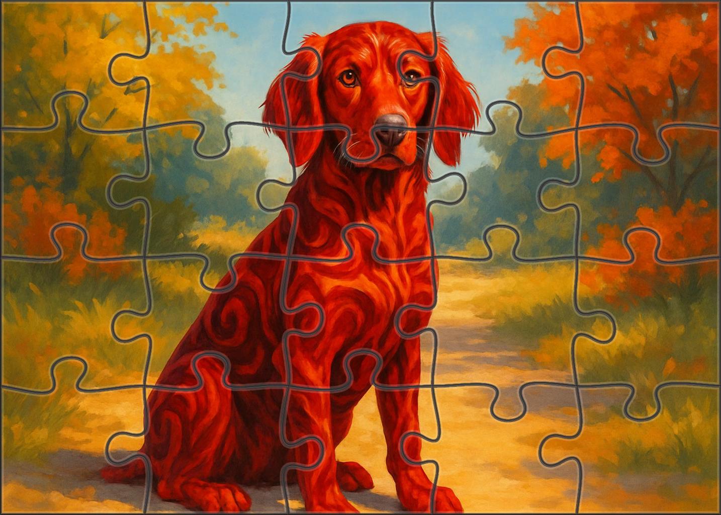 Crimson Storm Vivid Red-patterned Scent Hound With Curious Nature Puzzle Collection