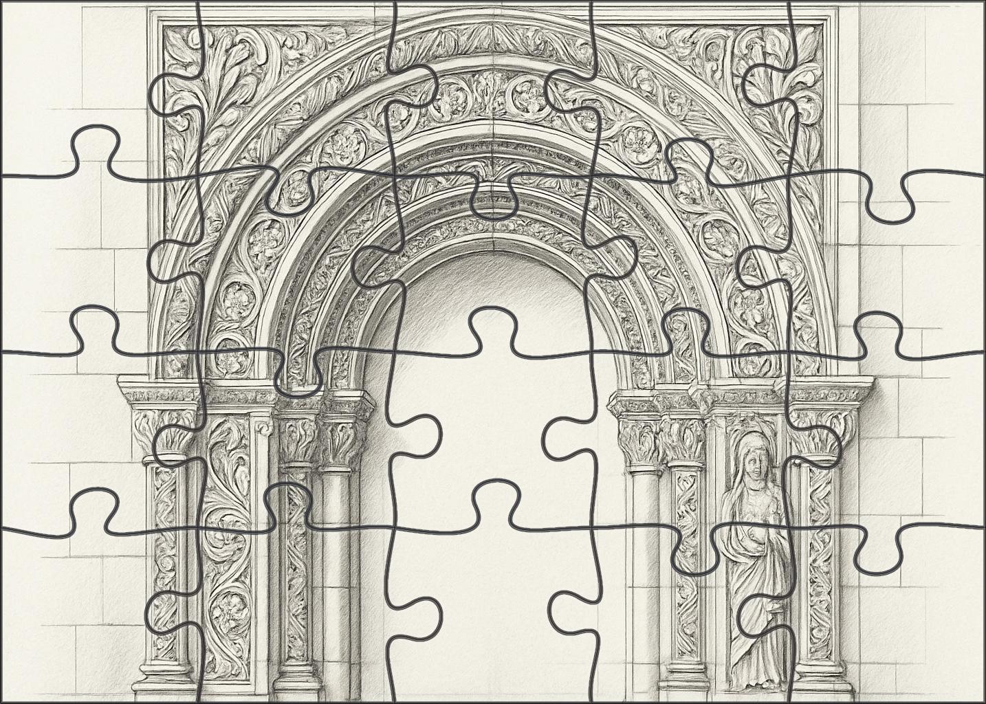 Architectural Arch Detail Precise Technical Pencil Drawing With Clean Lines Large Format Puzzle