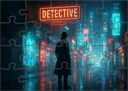 Synthwave Noir Retro Futurism Meets Moody Detective Tales 50 Piece Puzzle
