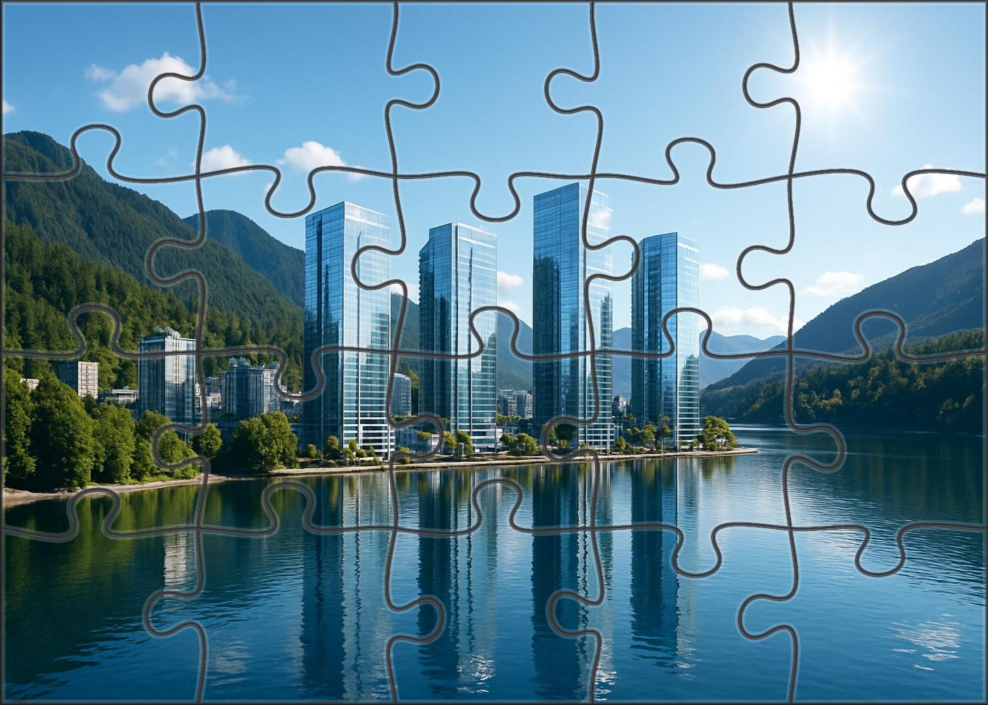 Vancouver Downtown Skyline Green City Harmony 100 Piece Puzzle