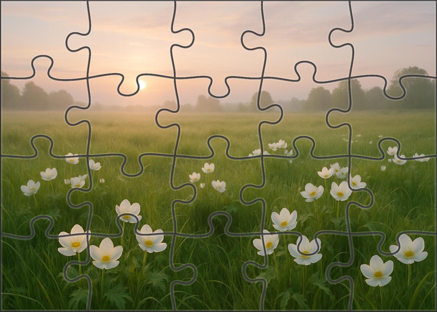 Serene White Meadow Scene Family Puzzles