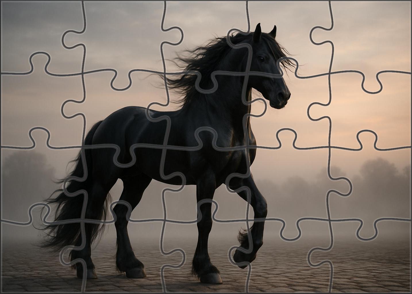 Velvet Night Friesian Stallion 1000 Piece Puzzle