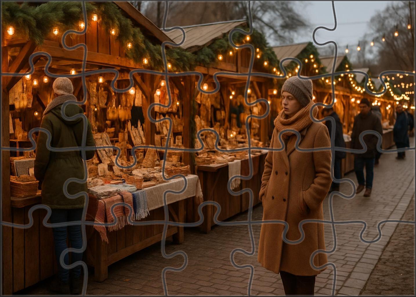 Winter Hearthside Market Warm Lights And Handcrafted Woods 20 Piece Puzzle