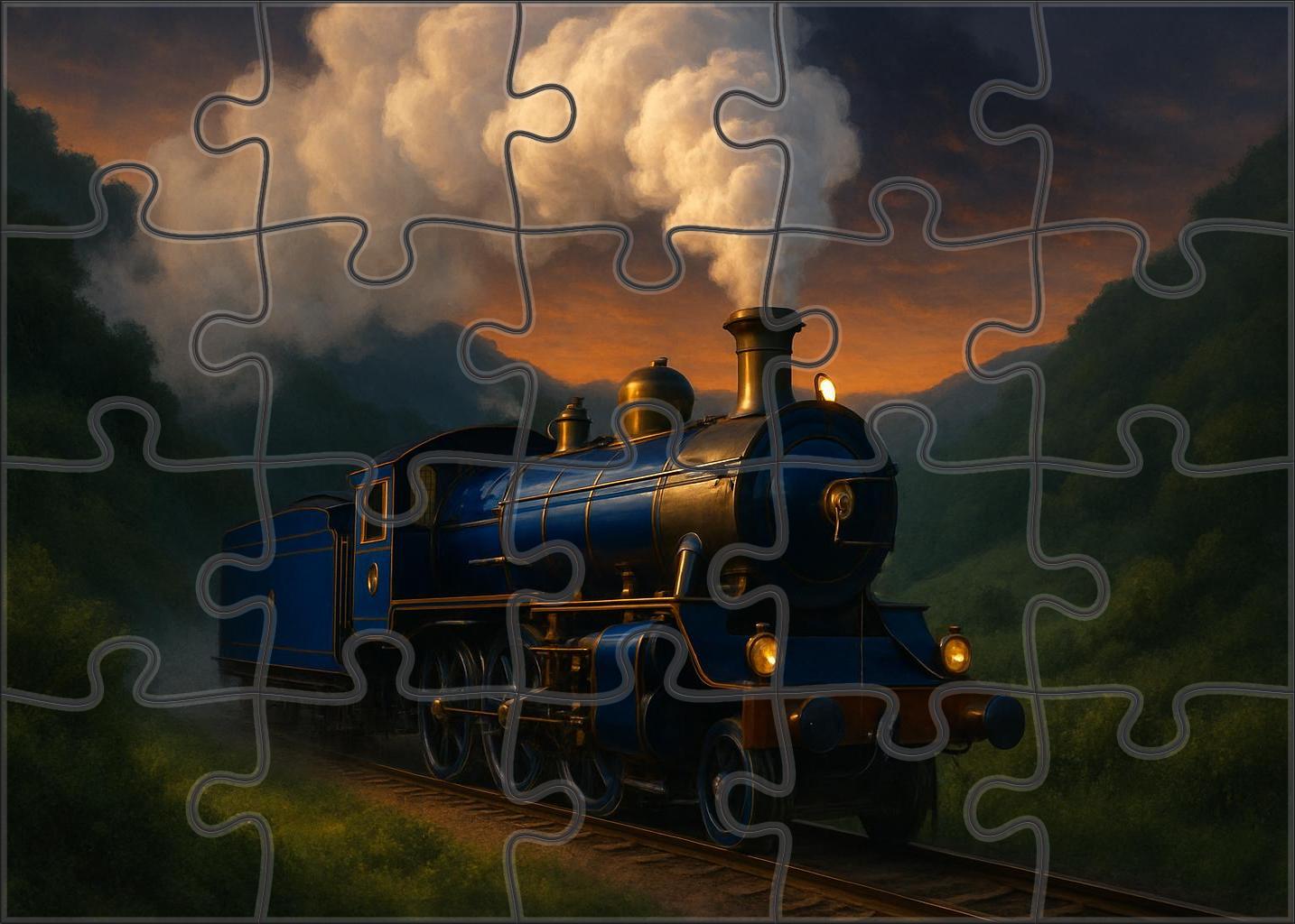 Cobalt Thunder Steam Engine Large Format Puzzle