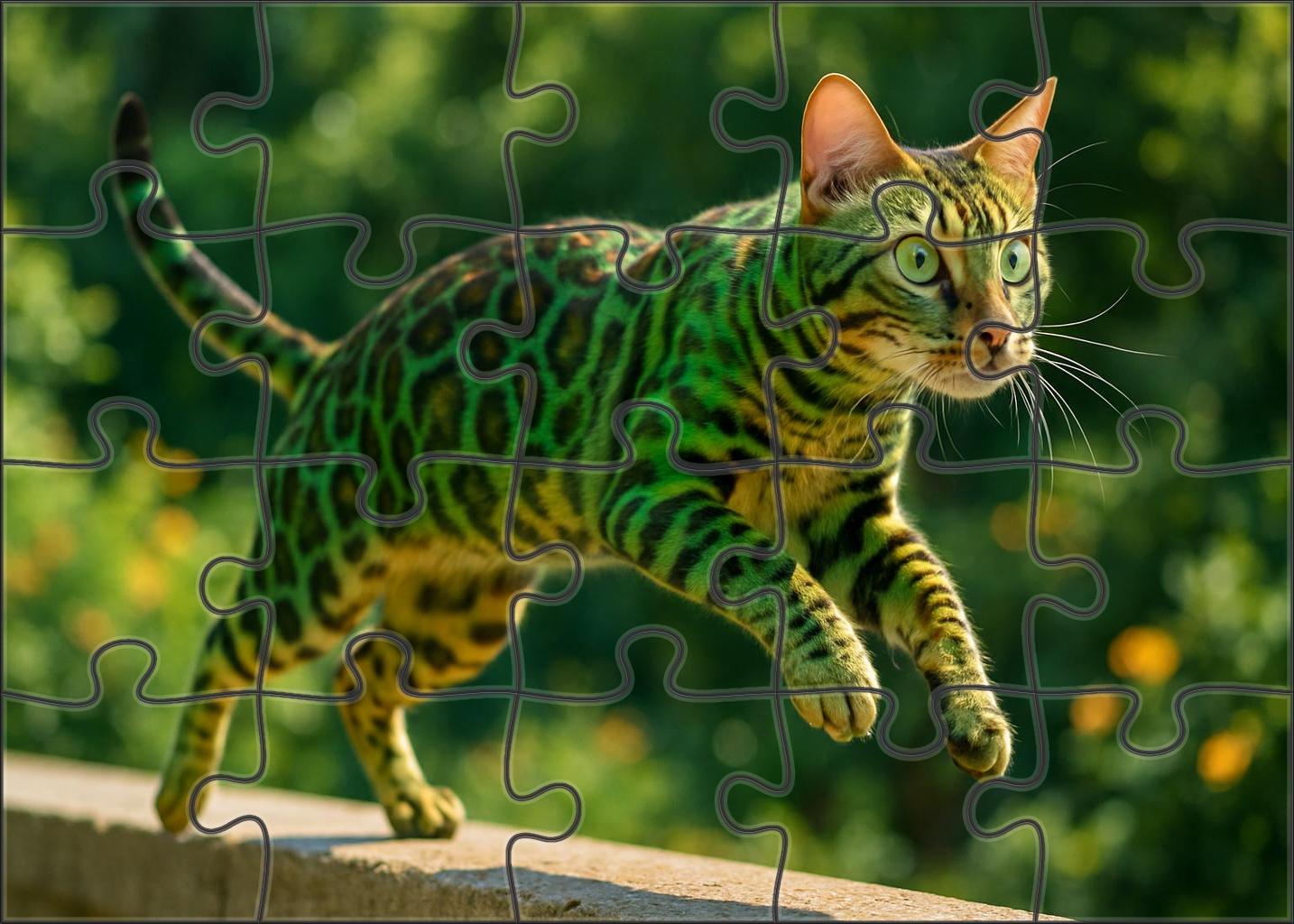 Jade Flicker Shorthaired Cat With Speckled Tabby Pattern And Bold Energy Puzzle Fun