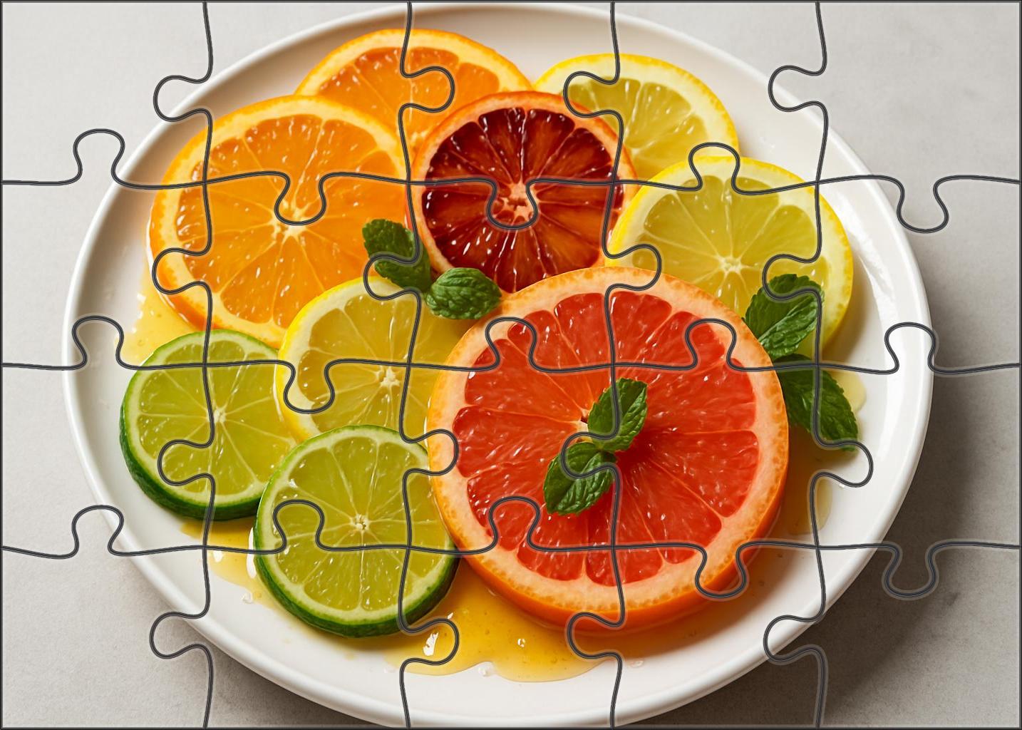 Citrus Spectrum Symphony Sliced Sunshine On Porcelain 20 Piece Puzzle