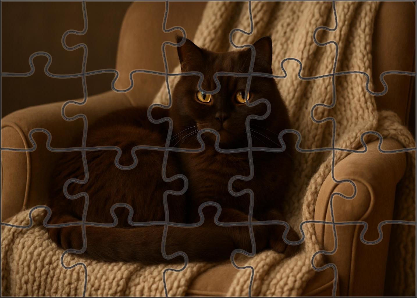 Sable Veil Plush Dark Brown Cat With Mysterious Charm 20 Piece Puzzle