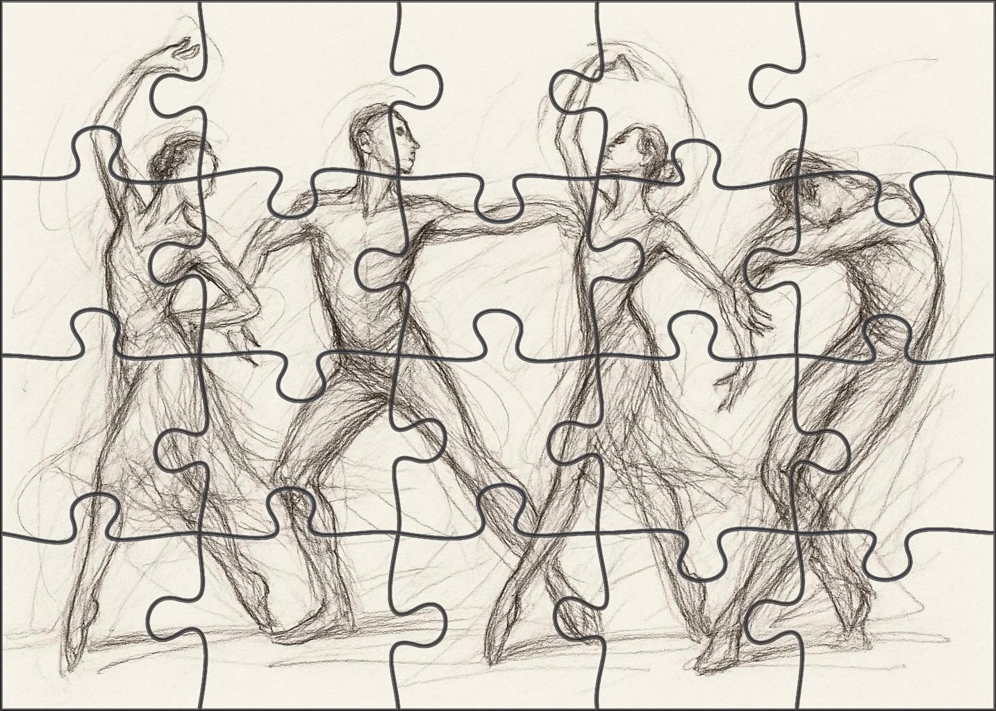 Expressive Human Figure Gesture Rapid Pencil Sketches Capturing Movement Large Format Puzzle