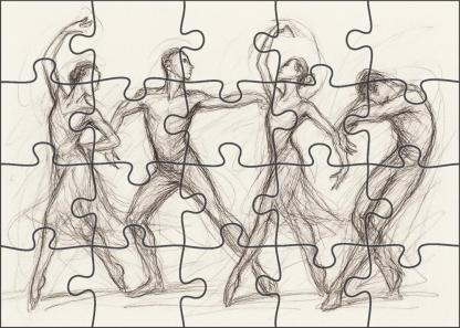 Expressive Human Figure Gesture Rapid Pencil Sketches Capturing Movement Large Format Puzzle