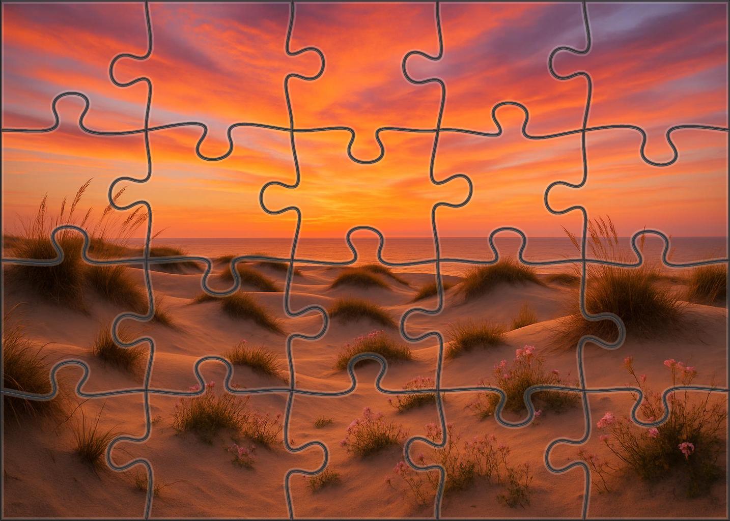 Amber Dunes Beach Rolling Sand Hills And Soft Sunset Glow Easy Puzzles