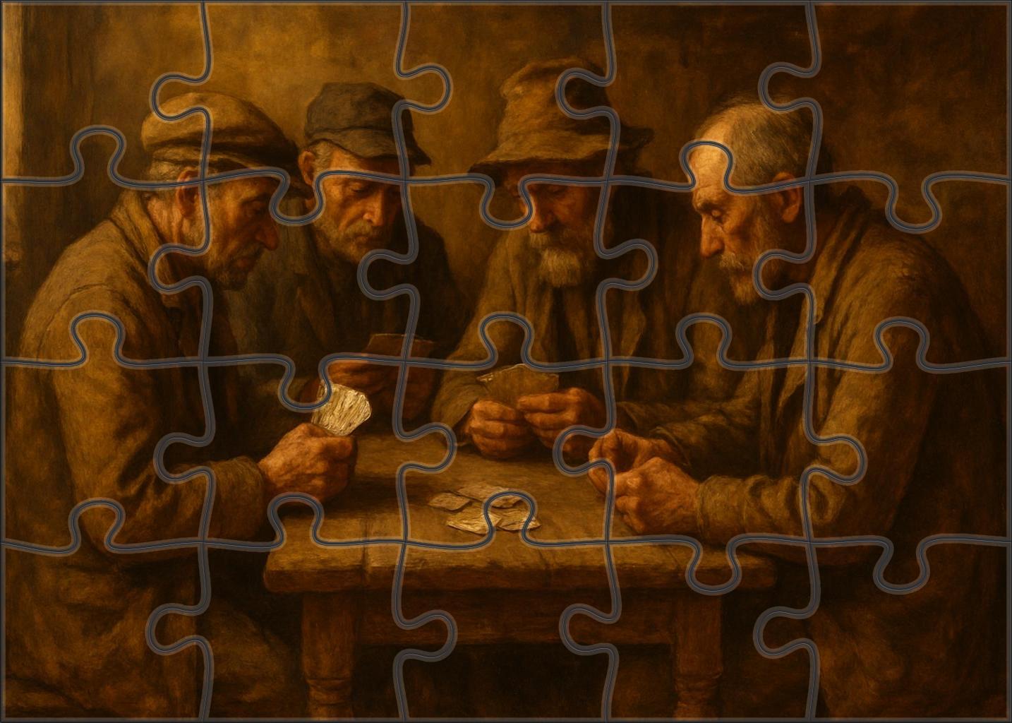 The Card Players Quiet Contest Premium Puzzle Pieces