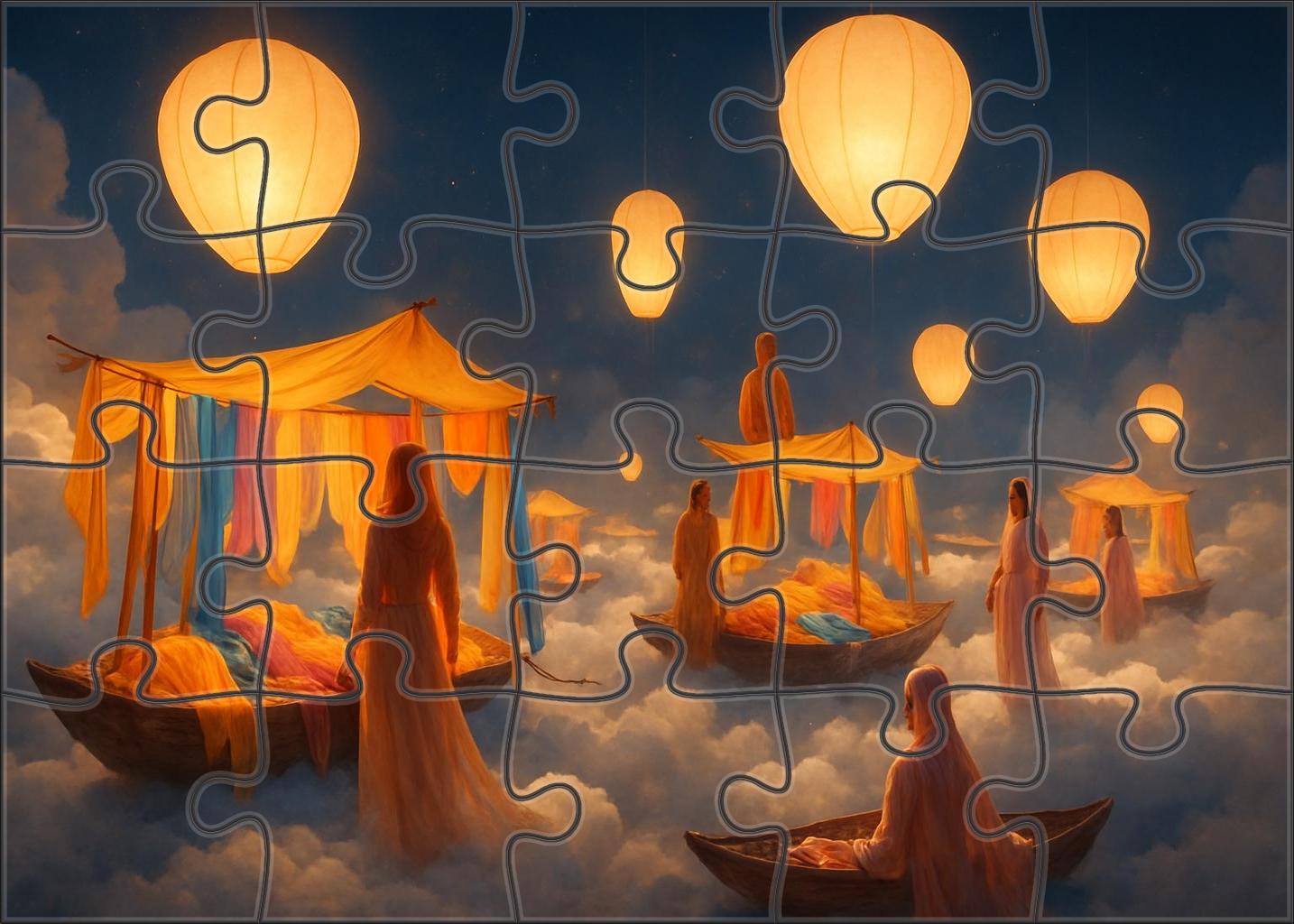 The Skybound Market Of Floating Lanterns 1000 Piece Puzzle
