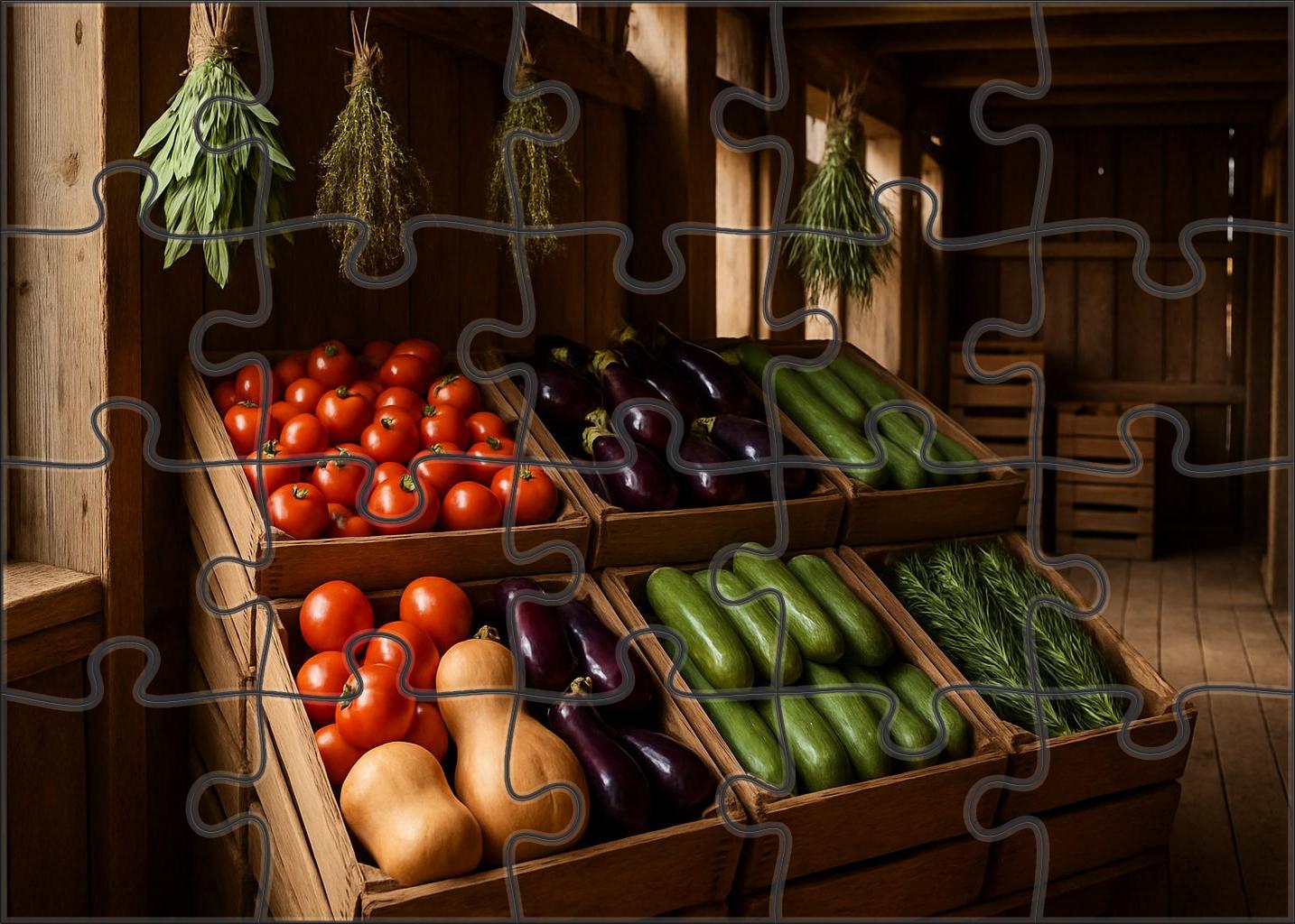 Market Day Mosaic Fresh Produce Aisle In Seasonal Colors 20 Piece Puzzle