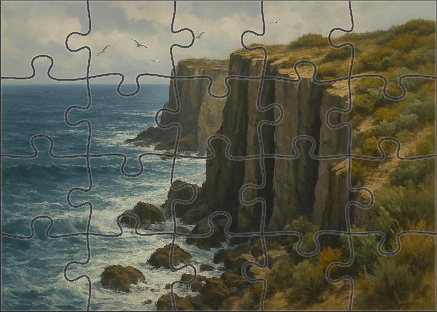 Windward Bluff Dramatic Coastal Cliffs And Ocean Spray Easy Puzzles
