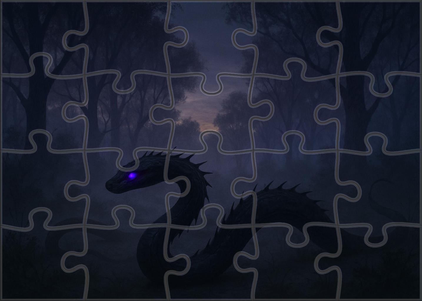 Eclipse Thornwyrm Twilight Serpent With Piercing Violet Eyes Premium Puzzle Pieces