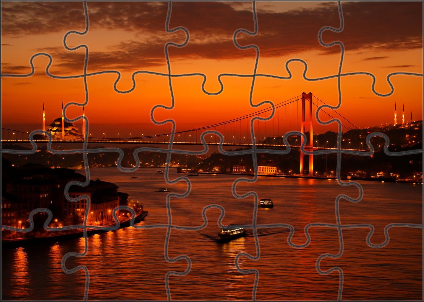 Istanbul Bosphorus Skyline Bridging Two Continents With Historic And Modern Elements Large Format Puzzle
