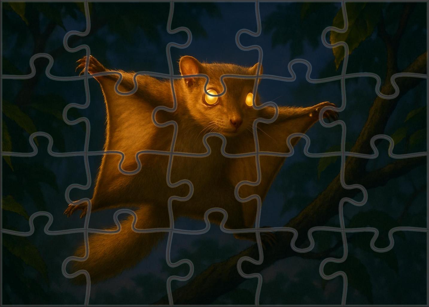 Golden Canopy Glider Agile Mammal With Patagium And Vibrant Fur Premium Puzzle Pieces