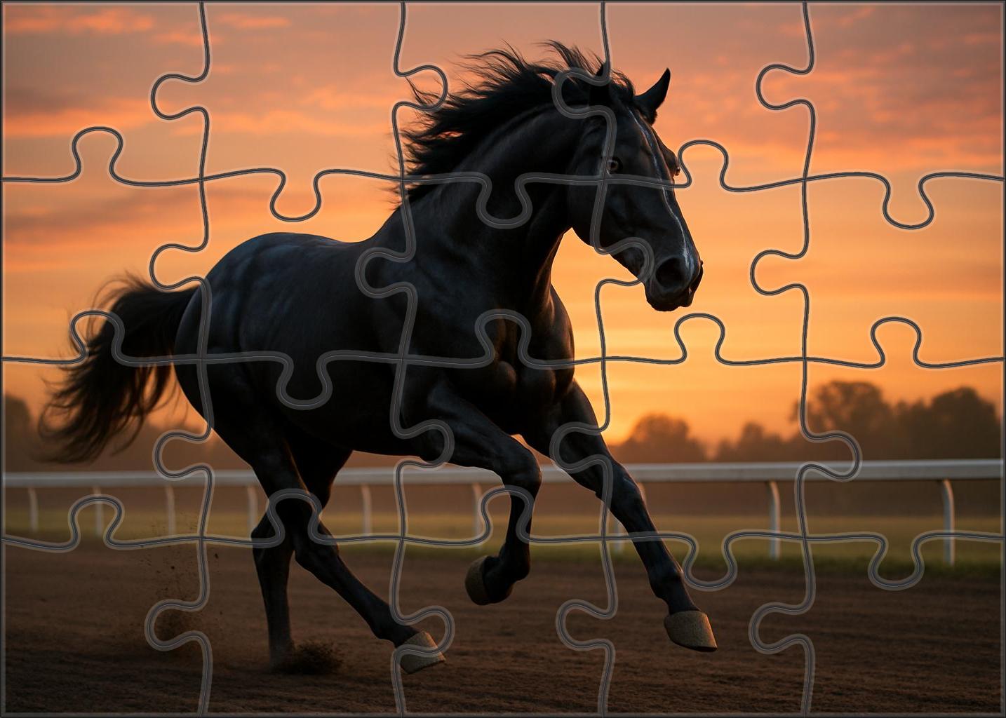 Ebony Flash Sleek Black Thoroughbred Gelding With Explosive Speed Puzzle For Kids