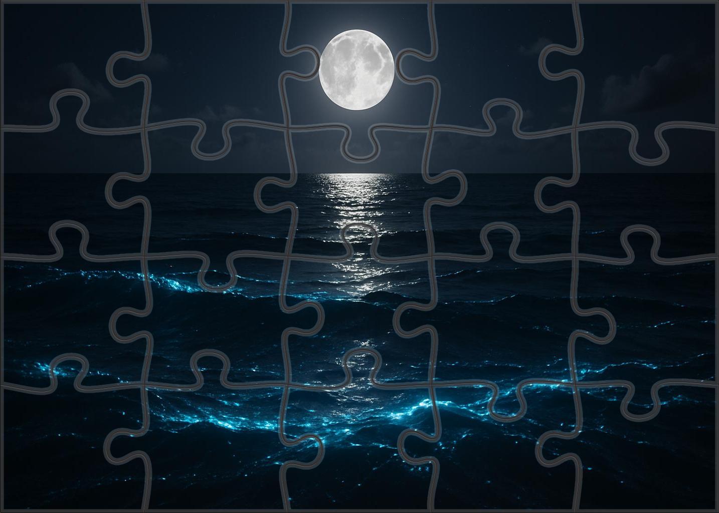 Moonlit Bioluminescent Drift Night Glow Beneath Silvered Waves 50 Piece Puzzle