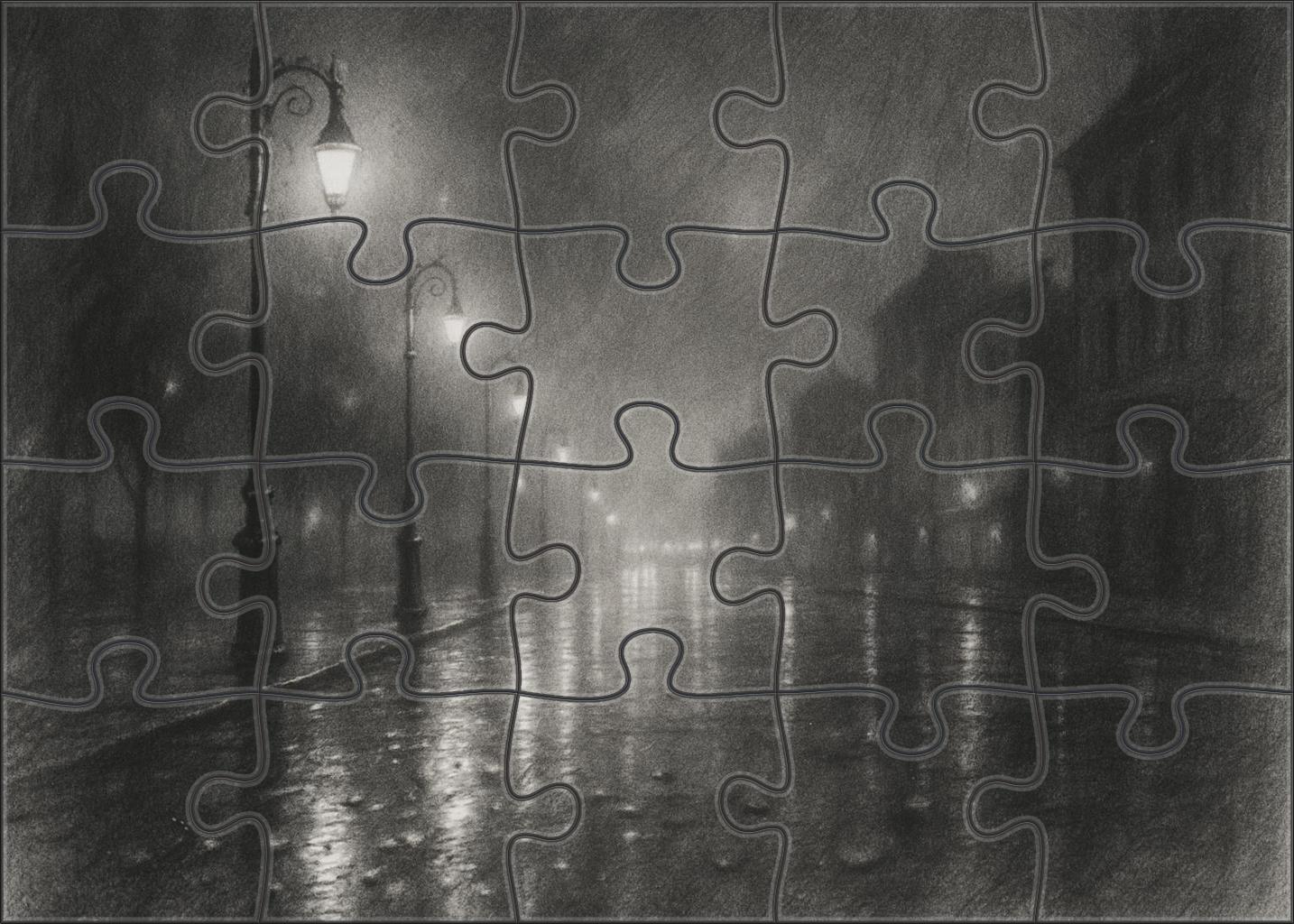 Nocturnal City Reflections Soft Graphite And Charcoal Urban Nightscape Family Puzzles