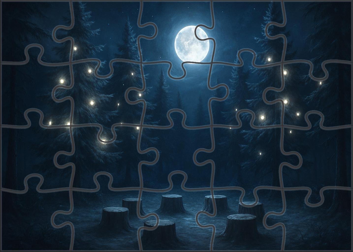 Moonlit Evergreen Retreat Puzzle For Adults