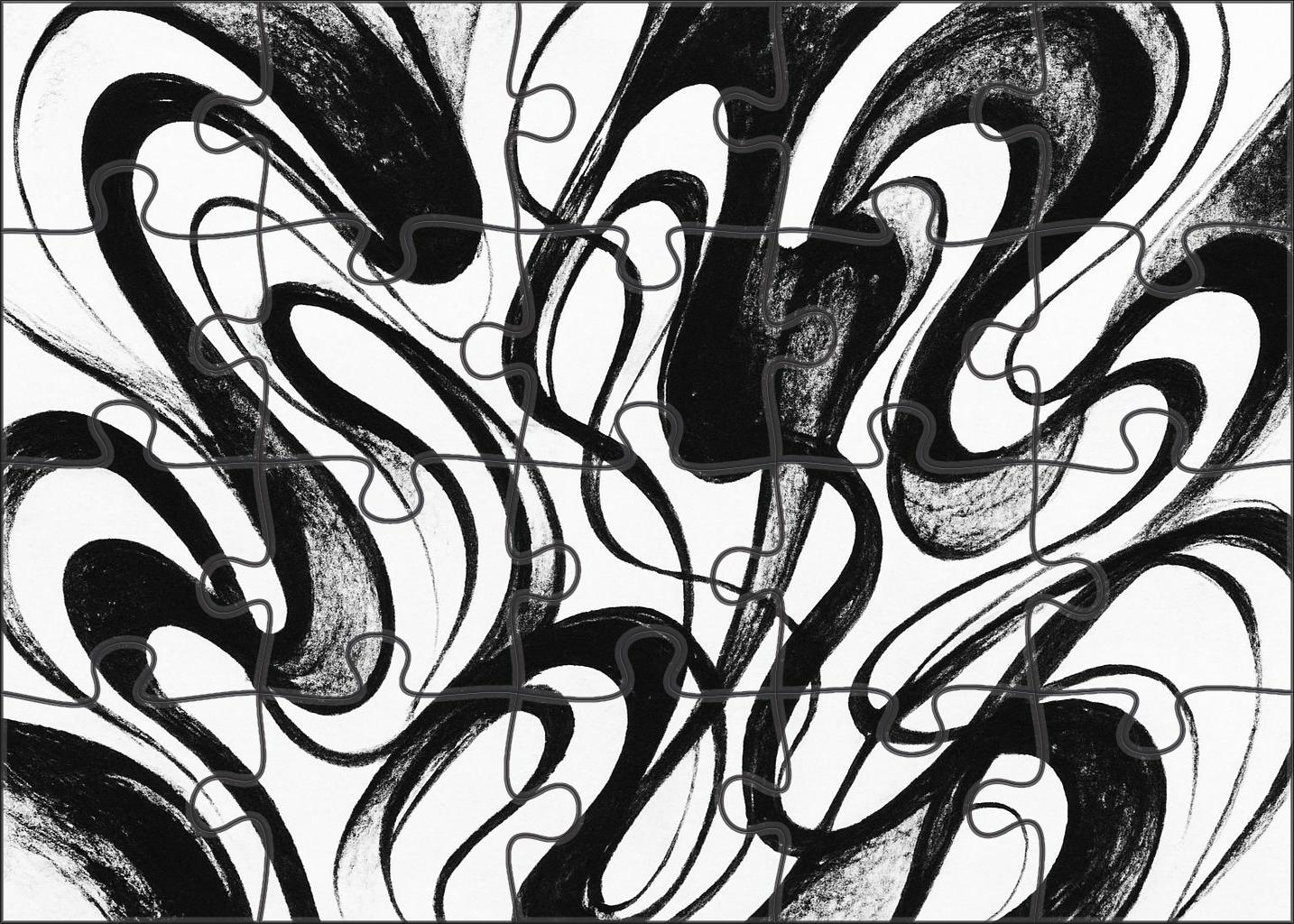 Abstract Organic Forms Ink Brush Strokes With Dynamic Flow And Contrast Large Format Puzzle