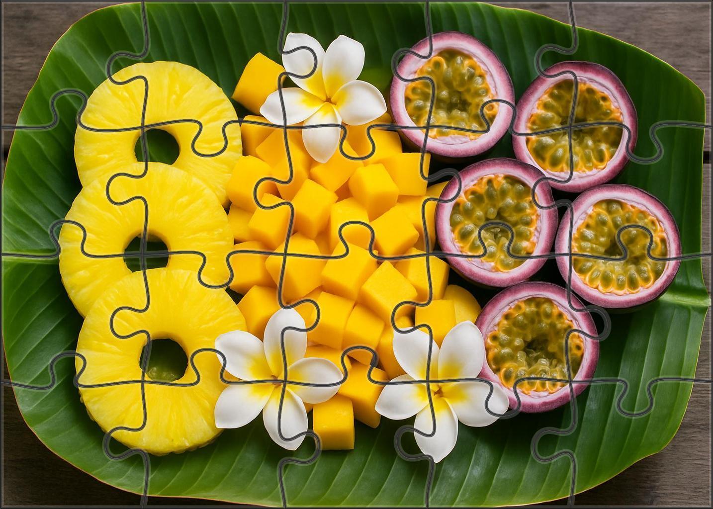 Tropical Lagoon Pineapple Rings Mango Cubes And Passion Fruit Halves Premium Puzzle Pieces