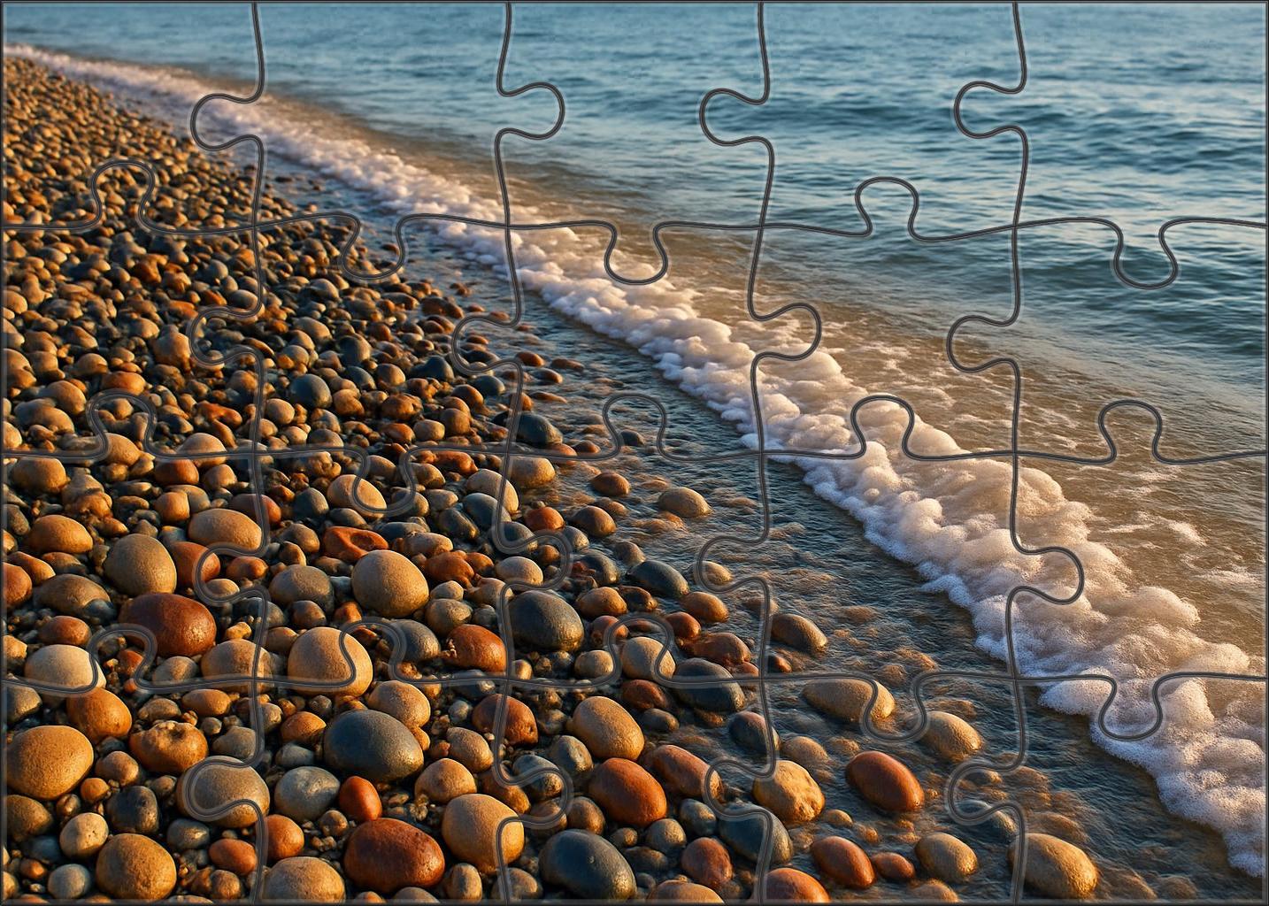 Sunlit Pebble Shore Puzzle Fun