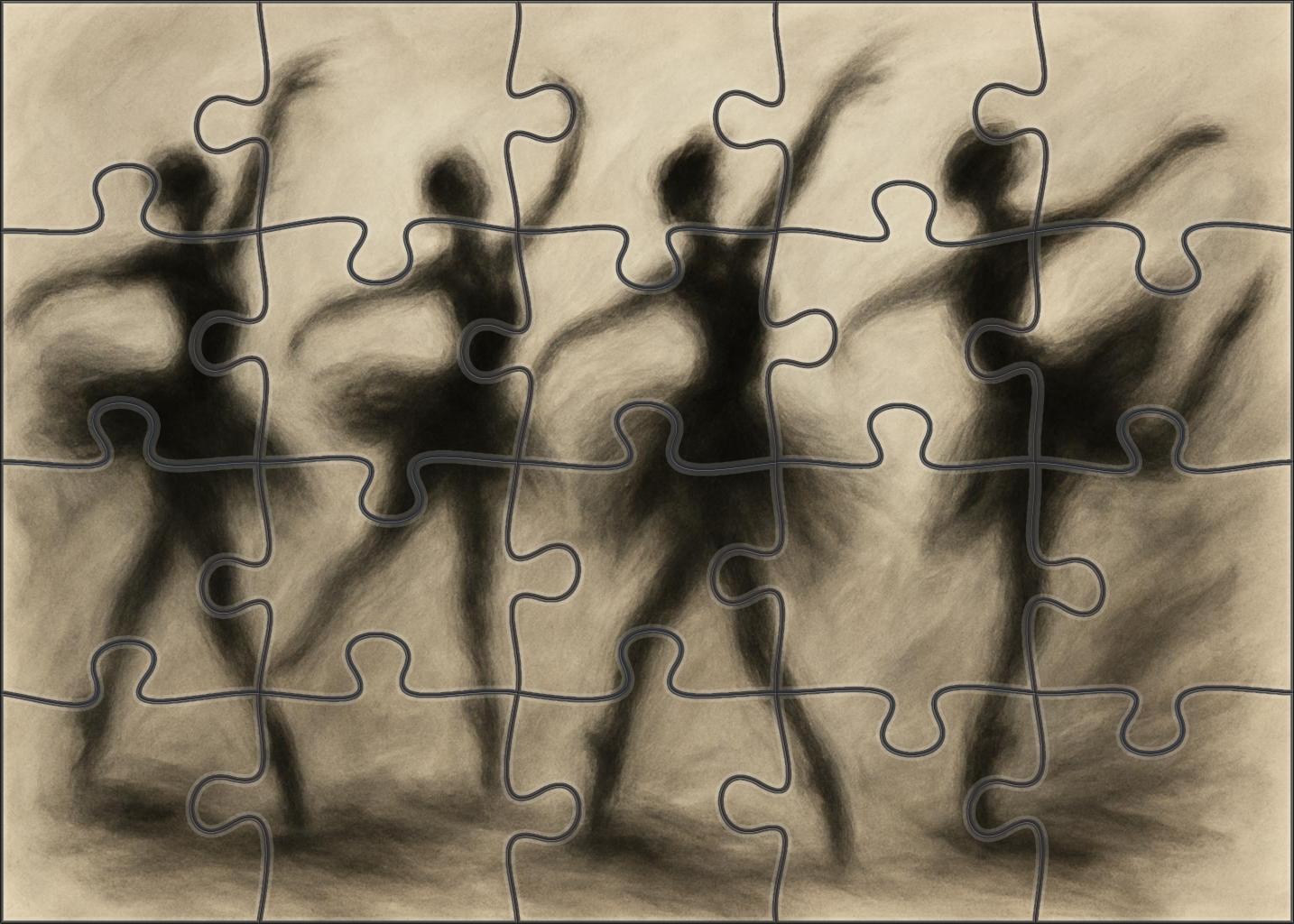 Graceful Ballet Motion Fluid Charcoal Gesture Drawing Of Dancers Large Format Puzzle