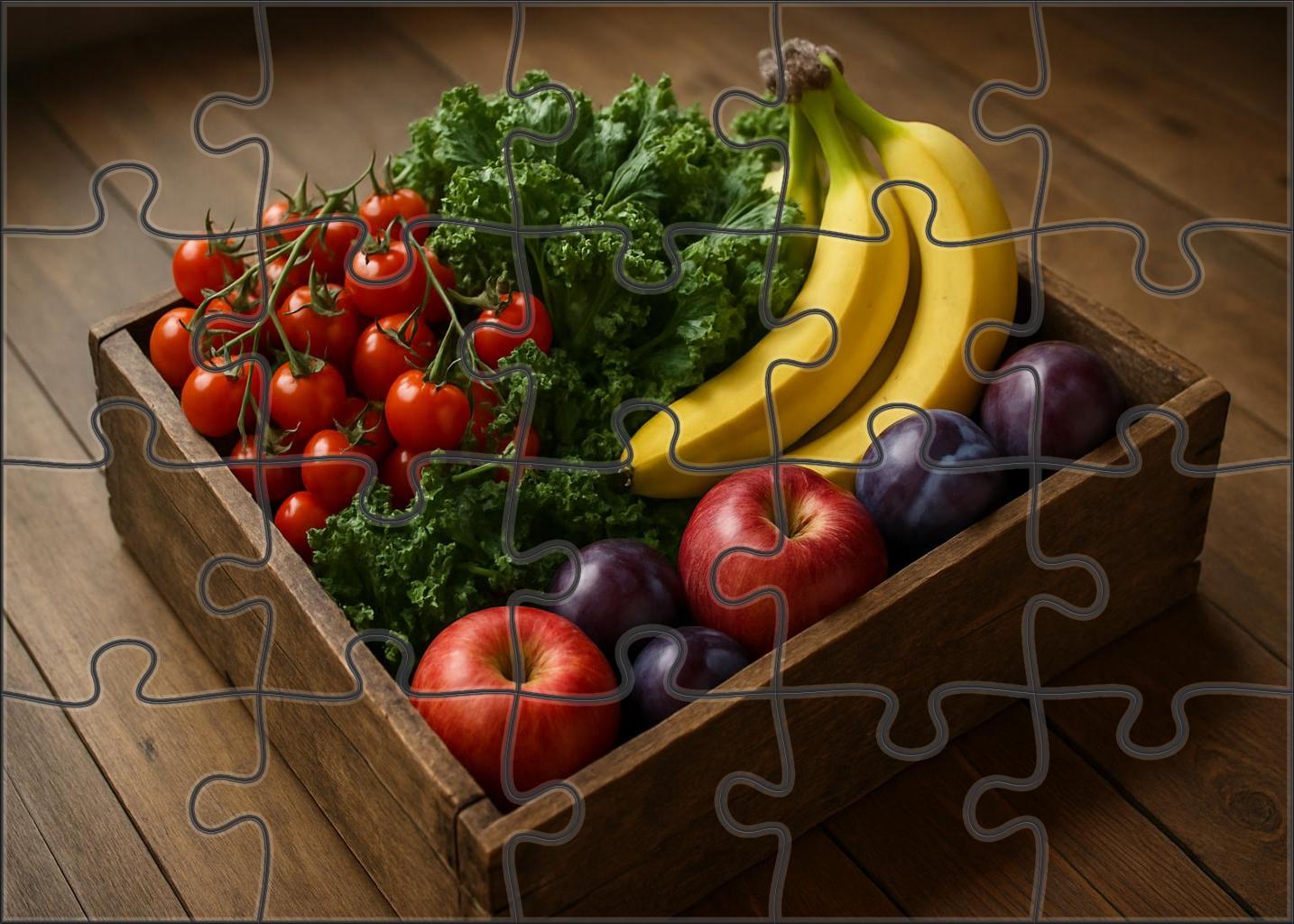 Market Abundance Colorful Crate With Mixed Fruits And Vegetables Large Format Puzzle