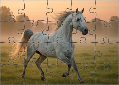 Silver Whisper Graceful Dapple Gray Arabian Stallion With Spirited Energy 50 Piece Puzzle