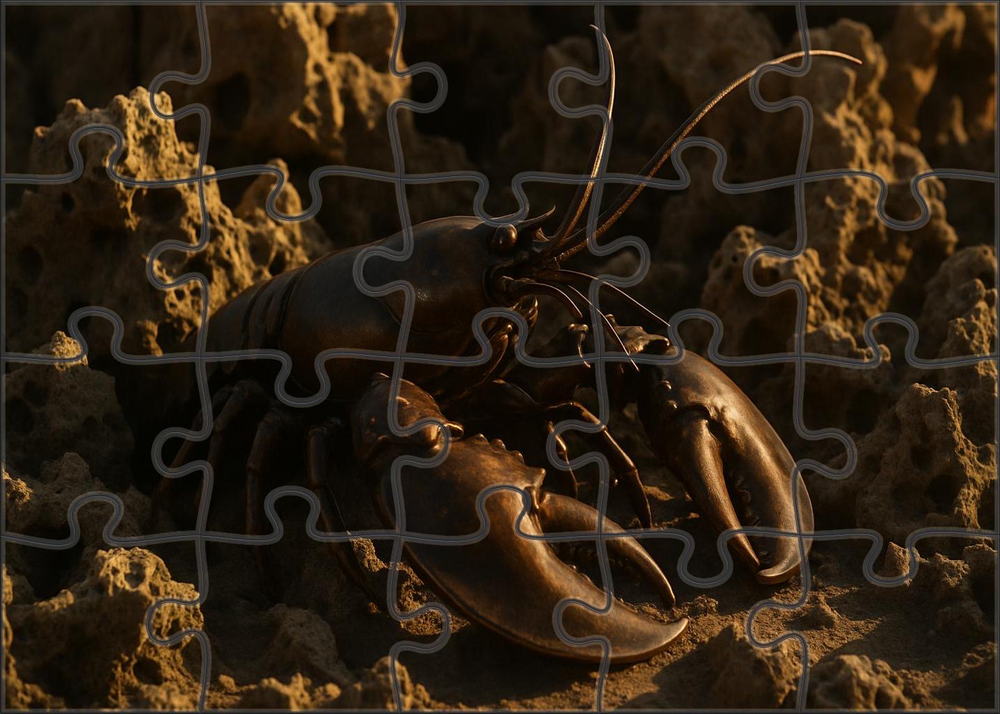 Brass-claw Rock Lobster Armored Crustacean With Prominent Claws And Nocturnal Foraging Puzzle Collection