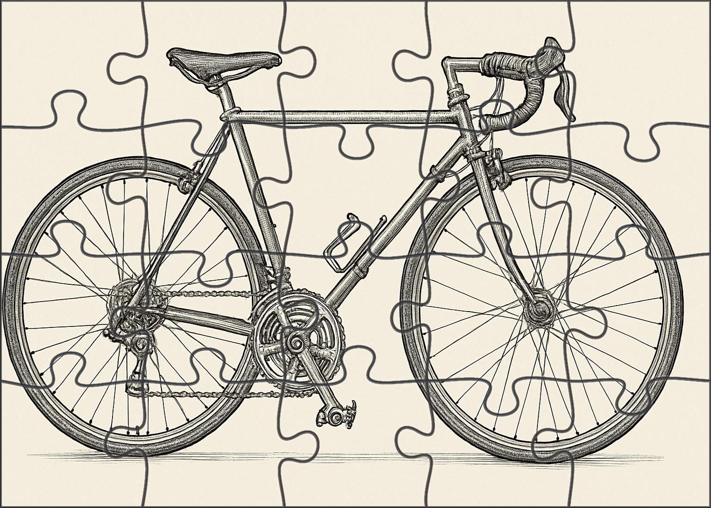 Vintage Bicycle Blueprint Technical Pen Line Drawing Puzzle Challenge