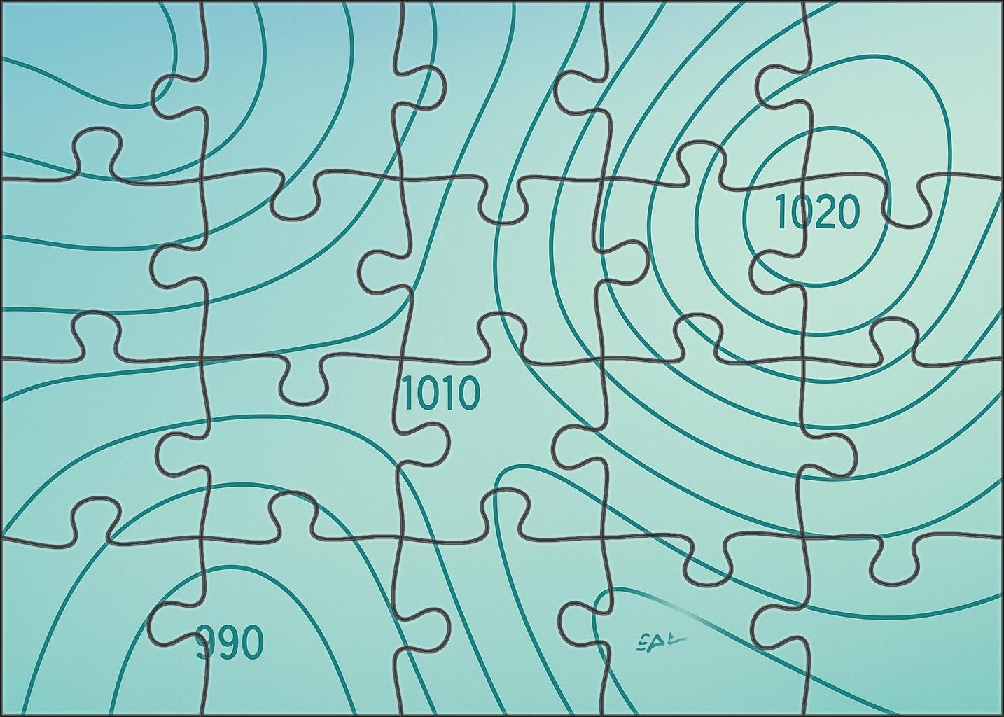 Atmospheric Pressure Isoline Map 500 Piece Puzzle