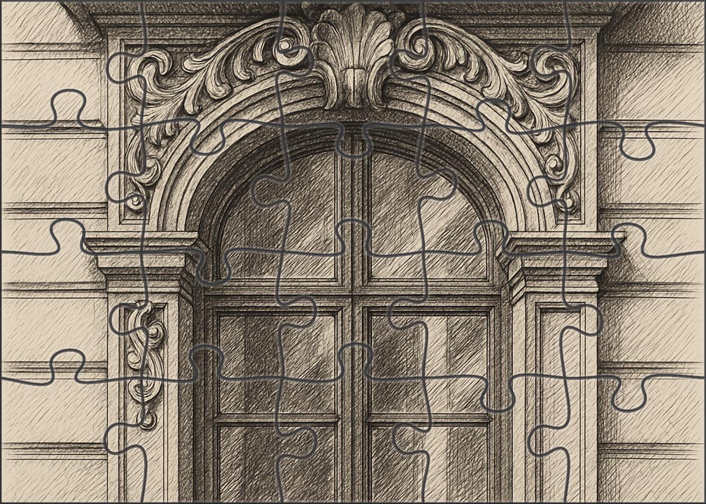 Architectural Window Frames Technical Pen Line Study Premium Puzzle Pieces