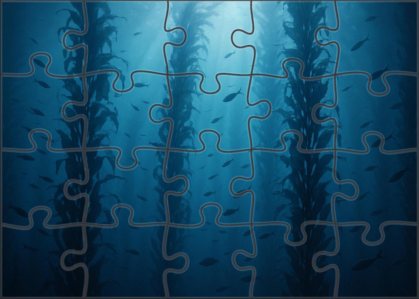 Midnight Kelp Forest Towering Fronds In Cool Shadowed Depths 20 Piece Puzzle