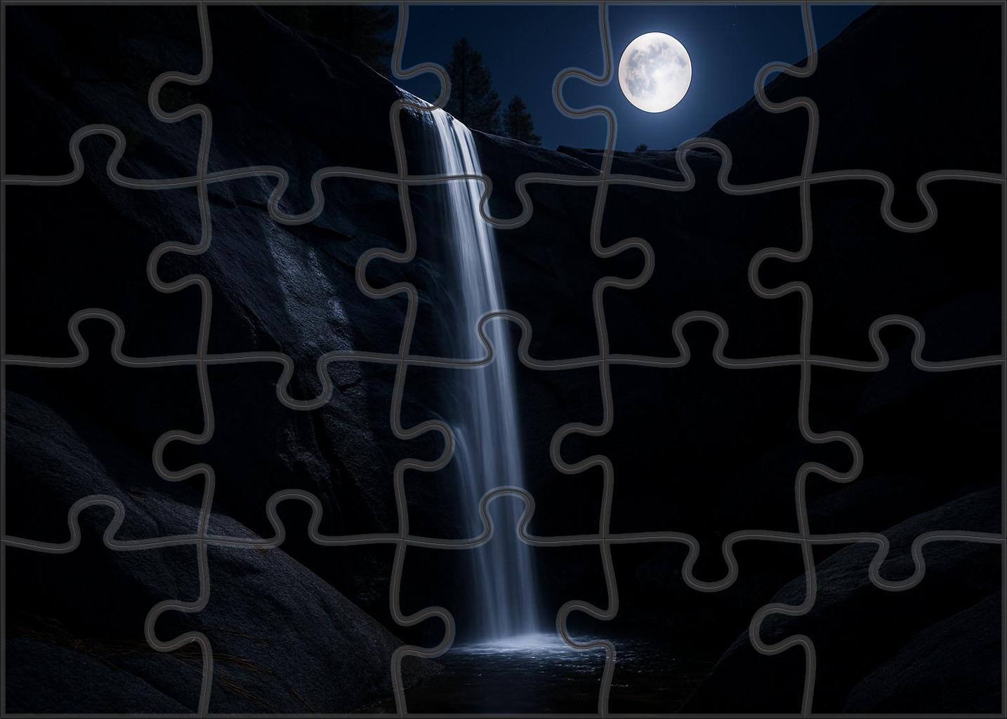 Silver Moonlit Cascade Easy Puzzles