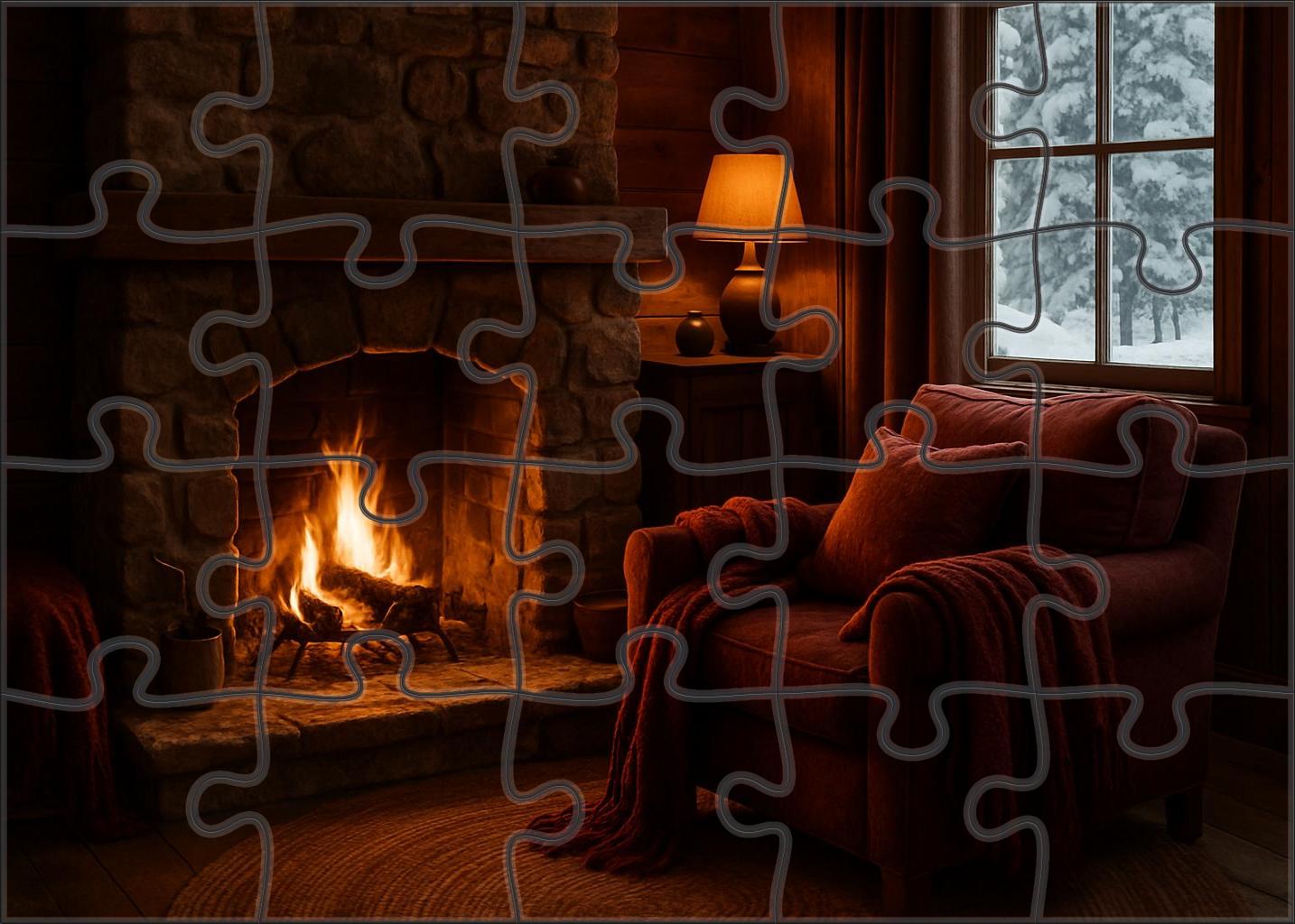 Glistening Snowfall Retreat Cozy Nooks With Warm Textiles And Glowing Fireplaces Custom Jigsaw Puzzle