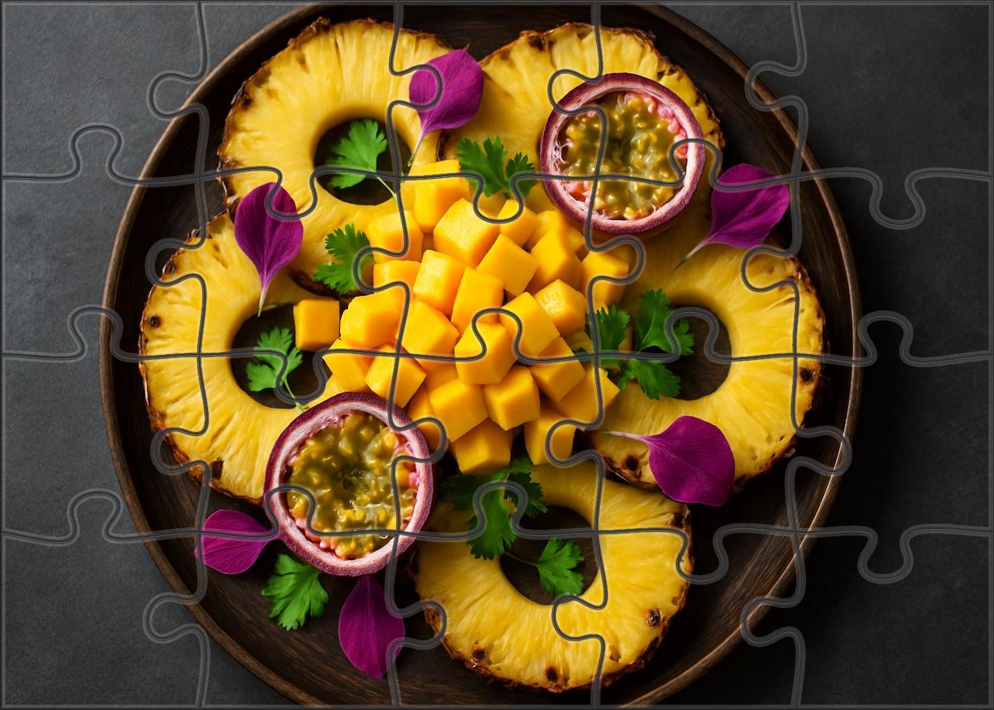 Tropical Reverie Pineapple Rings Mango Cubes And Passion Fruit Halves Premium Puzzle Pieces