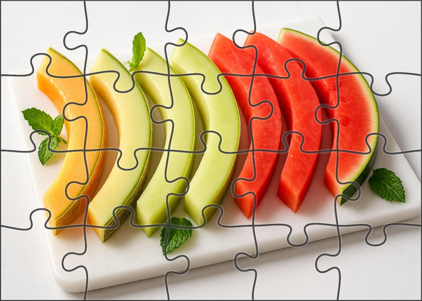 Melon Medley Delight Curved Slices Of Cantaloupe Honeydew And Watermelon 300 Piece Puzzle