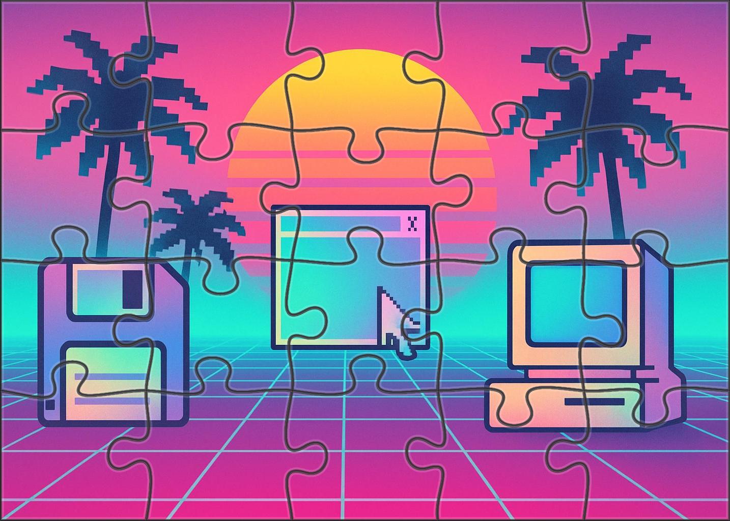 Digital Vaporwave Dreamscape Challenging Puzzles