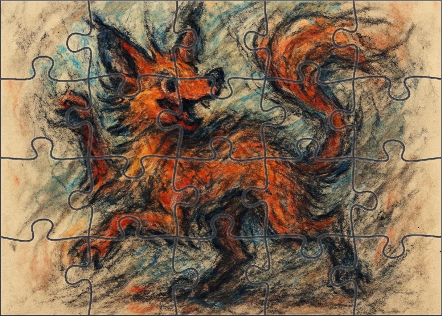 Whimsical Creature Design Loose Charcoal Sketch With Expressive Gestural Lines Mini Puzzle